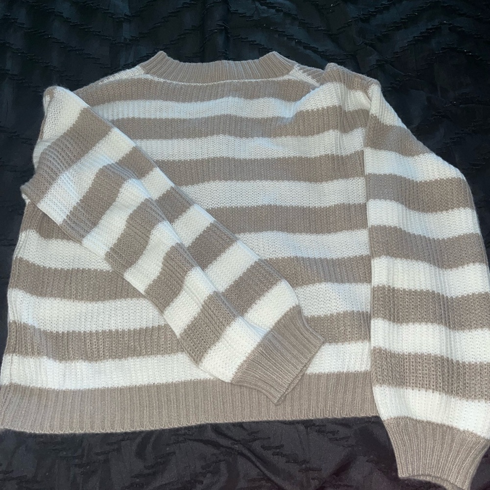 SHEIN Beige and White Striped Sweater
